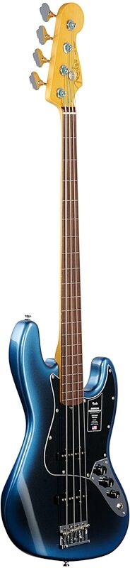 Fender American Pro II Jazz Bass Fretless Bass Guitar (with Case), Dark Night, Body Left Front