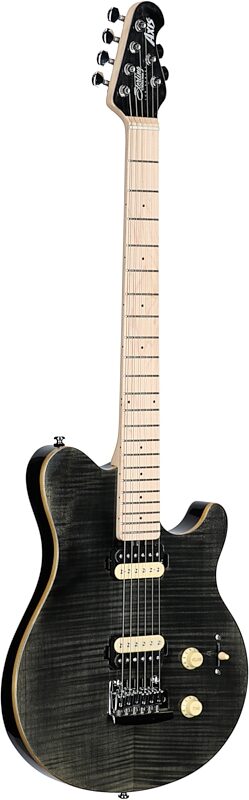 Sterling AX3FM Axis Electric Guitar, Trans Black, Body Left Front