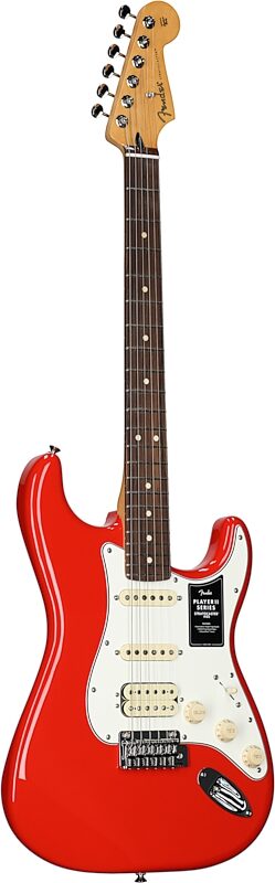 Fender Player II Stratocaster HSS Electric Guitar, with Rosewood Fingerboard, Coral Red, Body Left Front