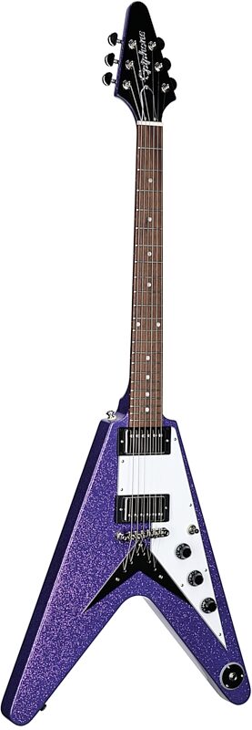 Epiphone Exclusive Flying V Electric Guitar, Purple Sparkle, Body Left Front