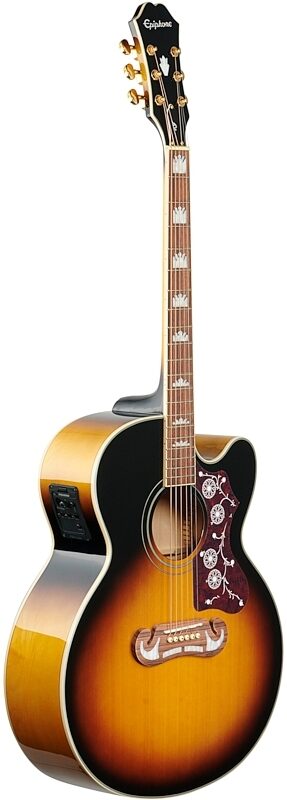 Epiphone J-200 EC Studio Acoustic-Electric Guitar, Vintage Sunburst, Body Left Front