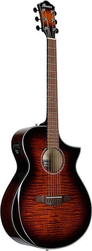 Ibanez AEWC400 Acoustic-Electric Guitar, Amber Sunburst High-Gloss, Body Left Front