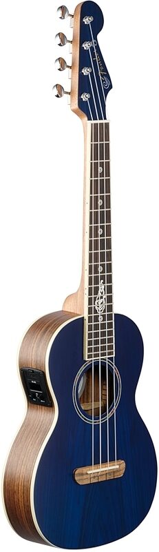 Fender Dhani Harrison Acoustic-Electric Ukulele (with Gig Bag), Sapphire Blue, Body Left Front