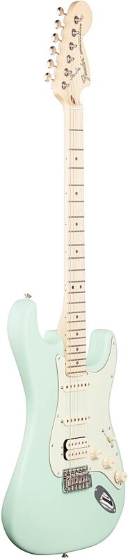 Fender American Performer Stratocaster HSS Electric Guitar, Maple Fingerboard (with Gig Bag), Satin Surf Green, Body Left Front