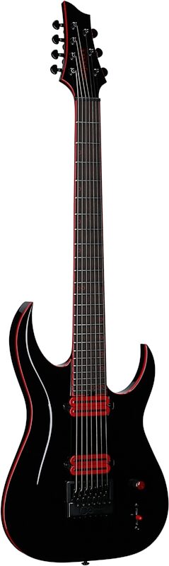 Schecter Sunset 7 ET Red Dawn Baritone Electric Guitar, 7-String, Gloss Black, Body Left Front