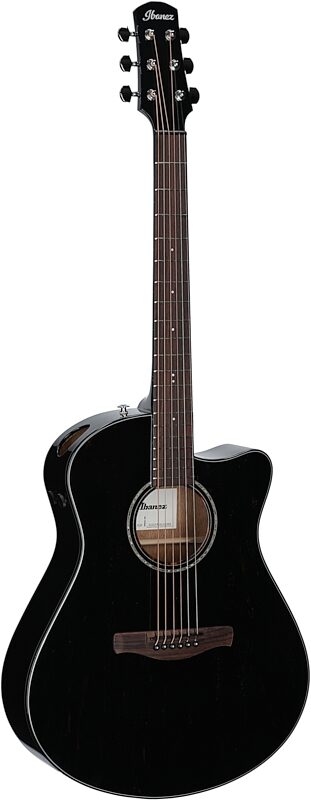 Ibanez AAM340CE Advance Acoustic Acoustic-Electric Guitar, Rustic Black Hardgrain, Body Left Front