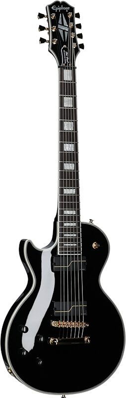 Epiphone Matt Heafy Les Paul Custom Origins Electric Guitar, Left-Handed 7-String (with Case), Ebony, Body Left Front