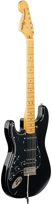 Squier Classic Vibe '70s Stratocaster HSS Electric Guitar, Maple Fingerboard, Left-Handed, Black, Body Left Front