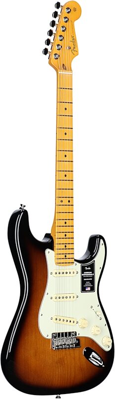 Fender American Pro II Stratocaster Electric Guitar, Maple Fingerboard (with Case), 70th Anniversary 2-Color Sunburst, Body Left Front