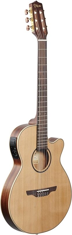 Takamine TSP148N Thinline Nylon Acoustic-Electric Guitar (with Gig Bag), Cedar Natural Satin, Body Left Front