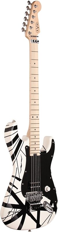 EVH Eddie Van Halen Striped Series Electric Guitar, White and Black, Body Left Front