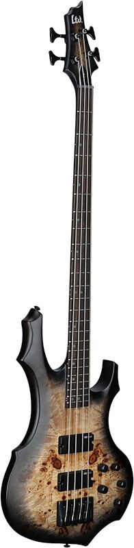 ESP LTD F-4E Electric Bass, Charcoal Burst Satin, Body Left Front