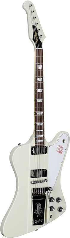 Epiphone Inspired by Gibson Custom 1963 Firebird V Electric Guitar (with Case), Polaris White, Body Left Front