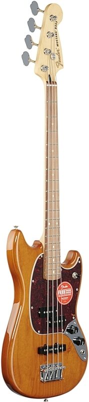 Fender Mustang PJ Pau Ferro Electric Bass, Aged Natural, Body Left Front