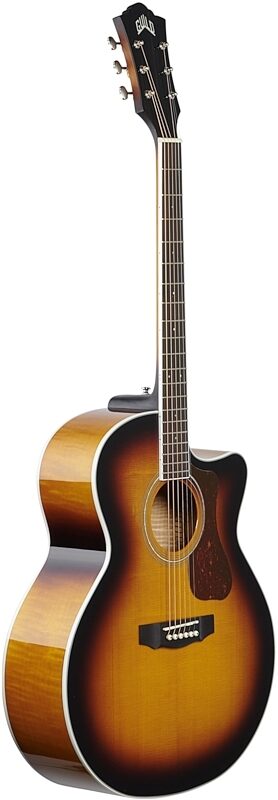 Guild F-250CE Jumbo Cutaway Acoustic-Electric Guitar, Flame Maple, Body Left Front