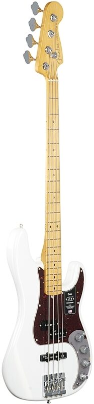 Fender American Ultra Precision Electric Bass, Maple Fingerboard (with Case), Arctic Pearl, Body Left Front