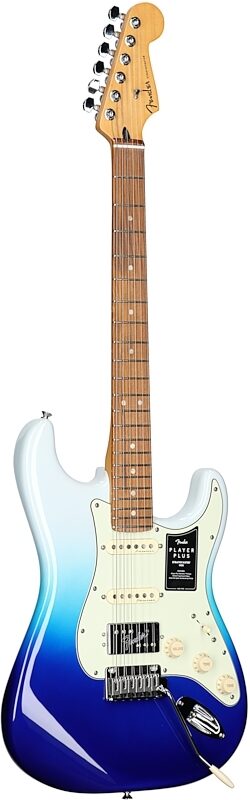 Fender Player Plus Stratocaster HSS Electric Guitar, Pau Ferro Fingerboard (with Gig Bag), Belair Blue, Body Left Front