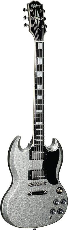 Epiphone Exclusive SG Custom Electric Guitar, Silver Sparkle , Body Left Front