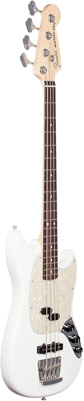 Fender American Performer Mustang Electric Bass Guitar, Rosewood Fingerboard (with Gig Bag), Arctic White, Body Left Front