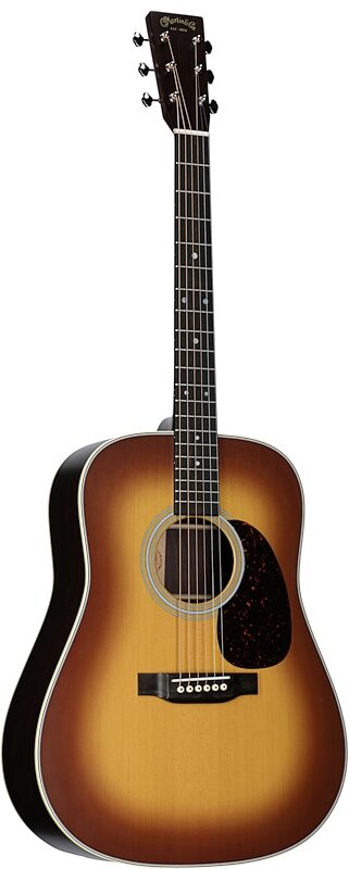 Martin D-28 Satin Acoustic Guitar (with Case), Amberburst, Body Left Front