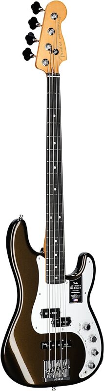 Fender American Ultra II Precision Electric Bass, Ebony Fingerboard (with Case), Texas Tea, Body Left Front