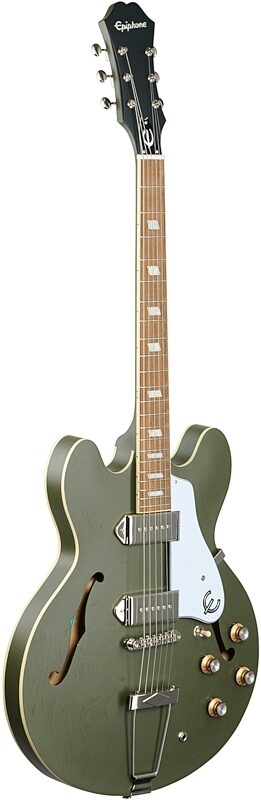 Epiphone Casino Worn Hollowbody Electric Guitar, Worn Olive Drab, Blemished, Body Left Front