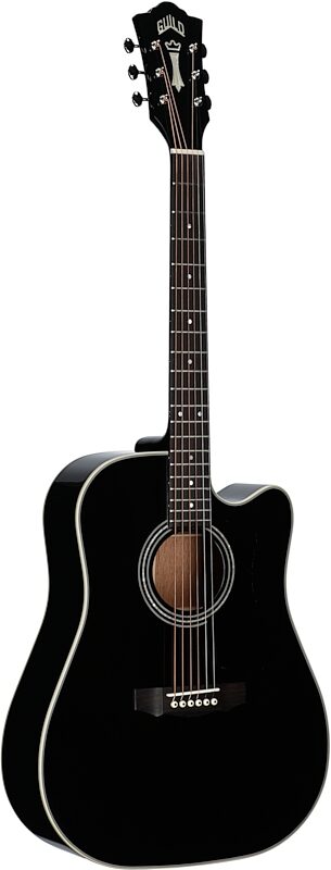 Guild D-140CE Dreadnought Acoustic-Electric Guitar (with Gig Bag), Black, Body Left Front