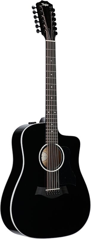 Taylor 250ce Deluxe 12-String Acoustic-Electric Guitar (with Case), Black, Body Left Front