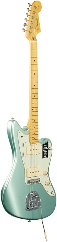 Fender American Pro II Jazzmaster Electric Guitar, Maple Fingerboard (with Case), Mystic Surf Green, Body Left Front