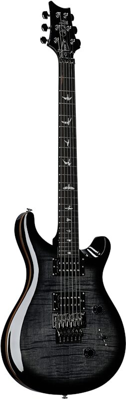 PRS Paul Reed Smith SE Custom 24 Electric Guitar with Floyd Rose (with Gig Bag), Charcoal Burst, Body Left Front