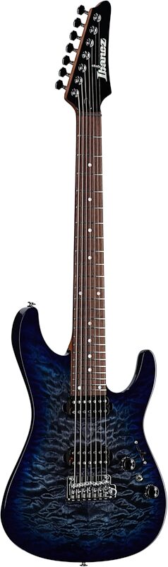 Ibanez AZ427P2QM Premium Electric Guitar (with Gig Bag), Twilight Blue Burst, Body Left Front