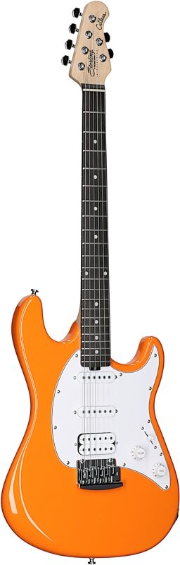 Sterling Intro Series Cutlass HSS Electric Guitar, Sunset Orange, Body Left Front