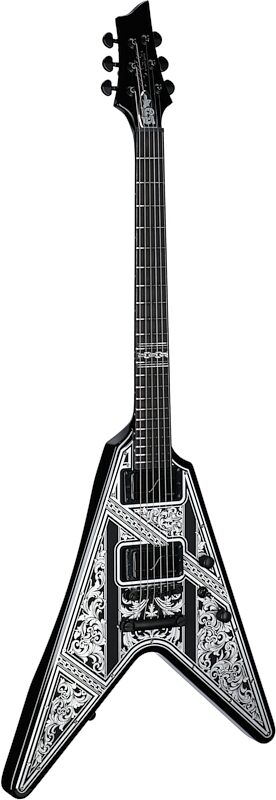 Schecter V-1 Przym Palladium Electric Guitar, Gloss Black, Body Left Front
