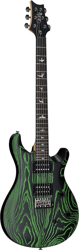 PRS SE Swamp Ash CE24 Sandblasted Limited Edition Electric Guitar (with Gig Bag), Sandblasted Green, Blemished, Body Left Front