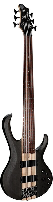 Ibanez BTB606 Electric Bass, 6-String, Trans Gray Flat, Body Left Front