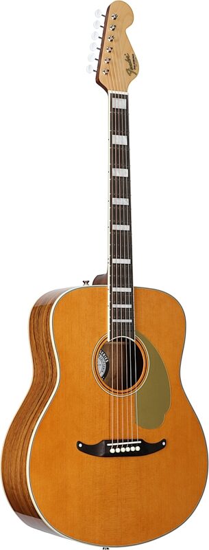 Fender Palomino Vintage Acoustic-Electric Guitar (with Case), Aged Natural, Body Left Front