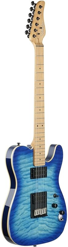 Schecter PT Pro Electric Guitar, Transparent Blue Burst, Body Left Front