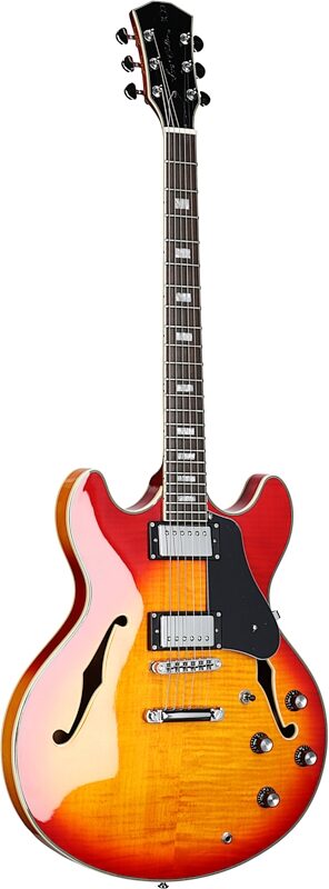 Sire Larry Carlton H7 Semi-Hollowbody Electric Guitar, Cherry Sunburst, Body Left Front