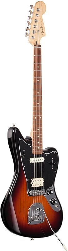 Fender Player Jaguar Pau Ferro Electric Guitar, 3-Color Sunburst, Body Left Front