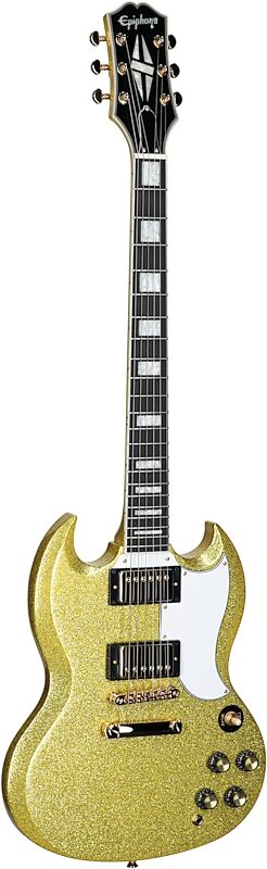 Epiphone Exclusive SG Custom Electric Guitar, Gold Sparkle, Body Left Front