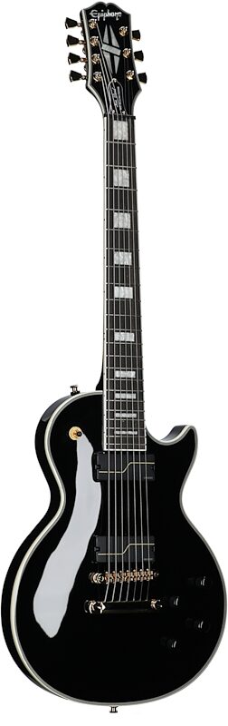 Epiphone Matt Heafy Les Paul Custom Origins Electric Guitar, 7-String (with Case), Ebony, Body Left Front