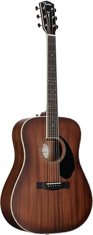 Fender Paramount PD-220E Dreadnought Mahogany Acoustic-Electric Guitar (with Case), Cognac, Body Left Front