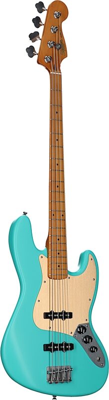 Squier 40th Anniversary Vintage Edition Jazz Bass Guitar (Maple Fingerboard), Seafoam Green, Body Left Front