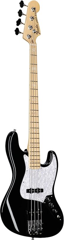 Fender USA Geddy Lee Jazz Electric Bass, Maple Fingerboard (with Case), Black, Body Left Front