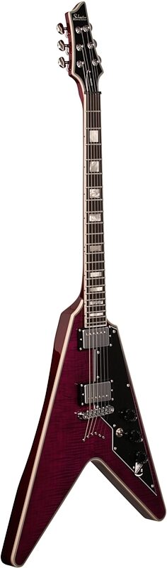 Schecter V-1 Custom Electric Guitar, Transparent Purple, Body Left Front
