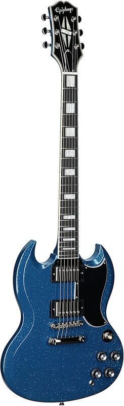Epiphone Exclusive SG Custom Electric Guitar, Blue Sparkle, Body Left Front