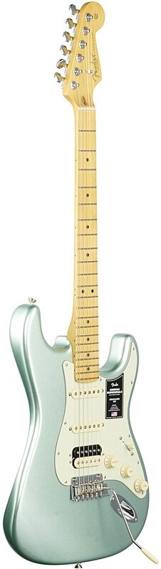 Fender American Pro II HSS Stratocaster Electric Guitar, Maple Fingerboard (with Case), Mystic Surf Green, Body Left Front