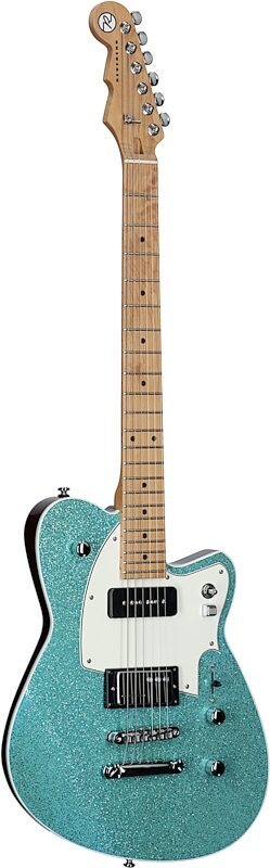 Reverend Chris Freeman Signature Electric Guitar, Turquoise Sparkle, Body Left Front