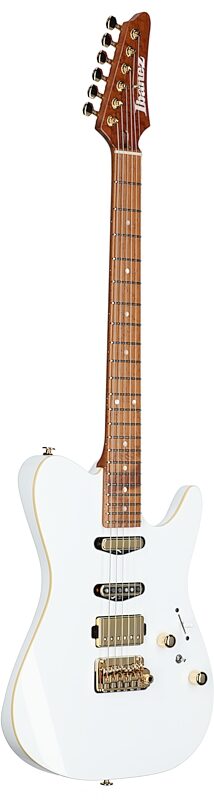 Ibanez LB1 Lari Basilio Electric Guitar (with Case), White, Body Left Front