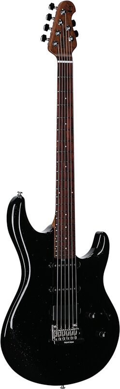 Ernie Ball Music Man Luke 4 HSS Electric Guitar, Black Sparkle, Body Left Front